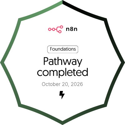 n8n Foundations Pathway completed badge for Christine Bartolo