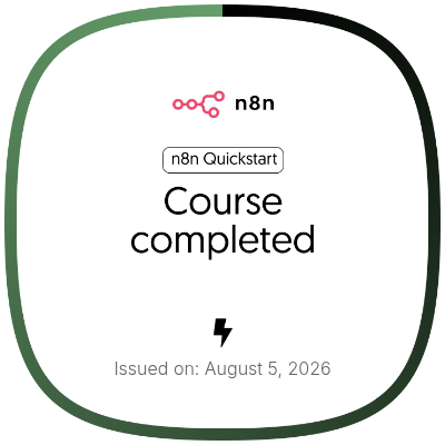 n8n Quickstart course completed badge for Christine Bartolo